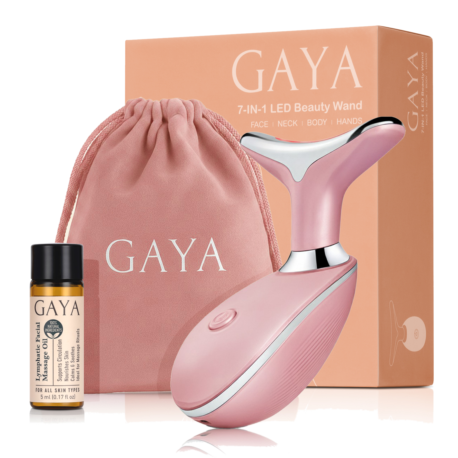 Pink | GAYA red light beauty wand with velvet pouch and gift box